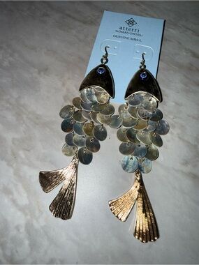 Atterri Gold & Iridescent Shell Drop Earrings